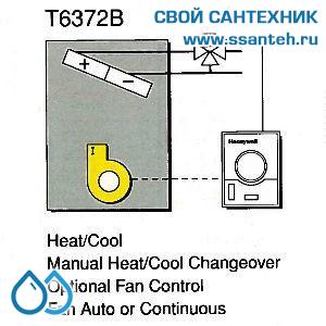 15744 HONEYWELL T6372B1032 Термостат для фэн-койлов 10-30С, 230В, антисипатор, нагрев/охлаждение